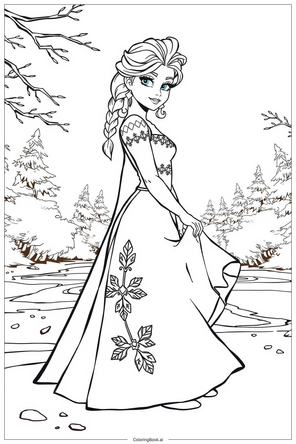 P Gina Para Colorear Princesa Elsa En Un Lago Congelado Descarga