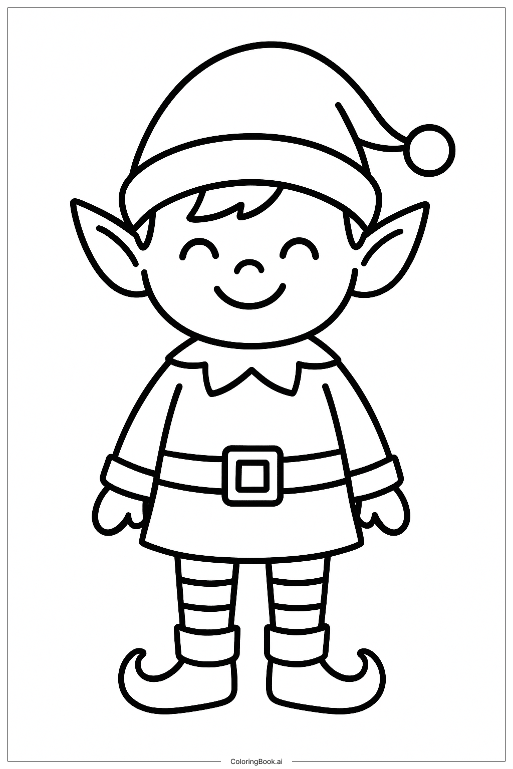  Adorable Christmas Elf Smiling填色页 