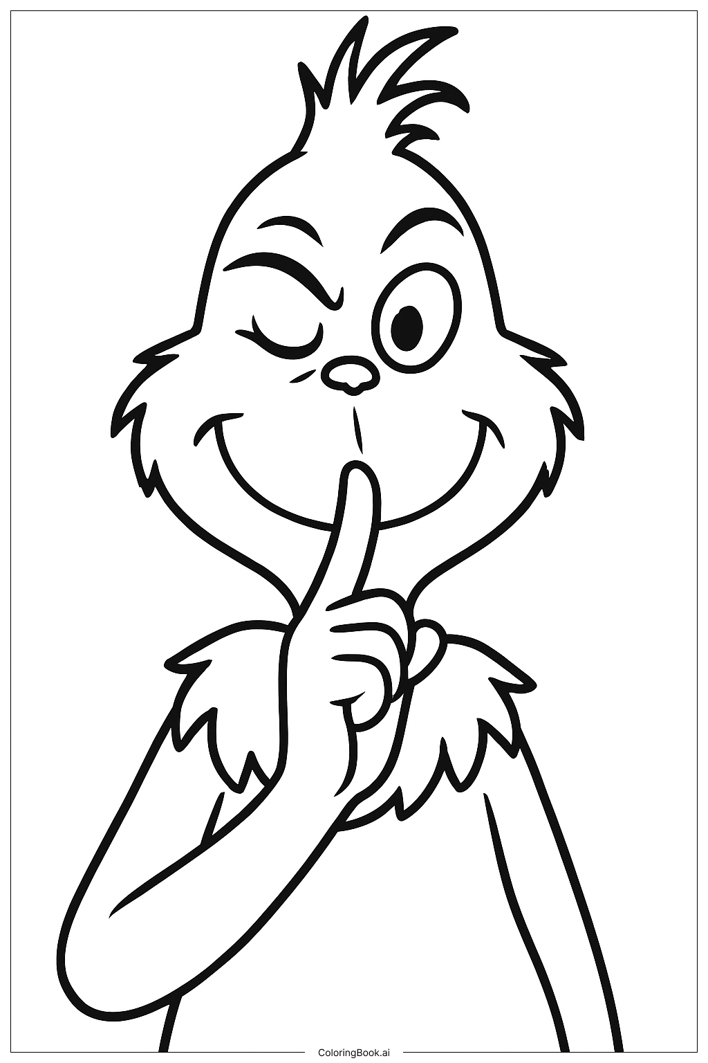  The Grinch Winking With Finger On Lips Coloring Page 