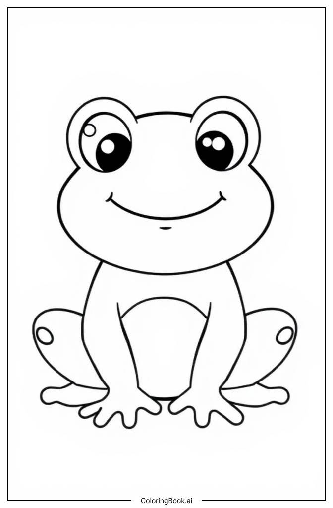  Page de coloriage Gentil Grenouille Kawaii 