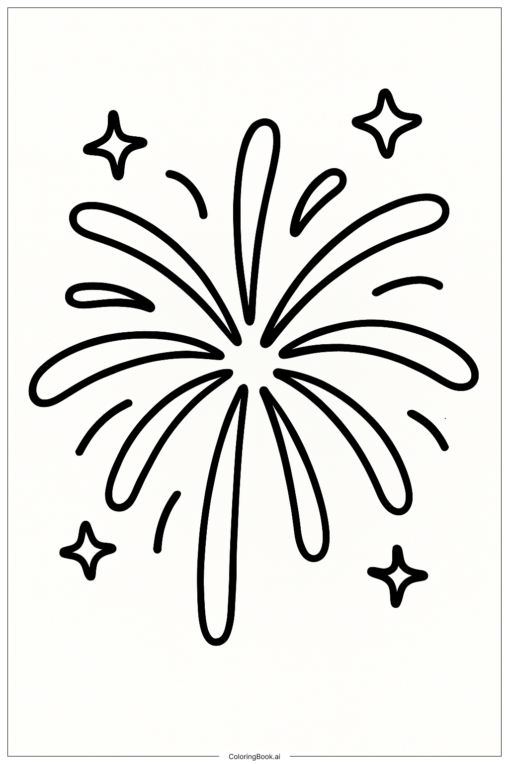 A Single Firework Explosion Coloring Page