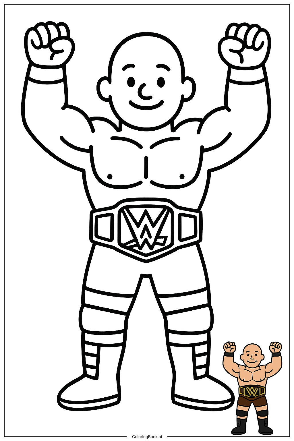 WWE 摔跤手佩戴冠军填色页