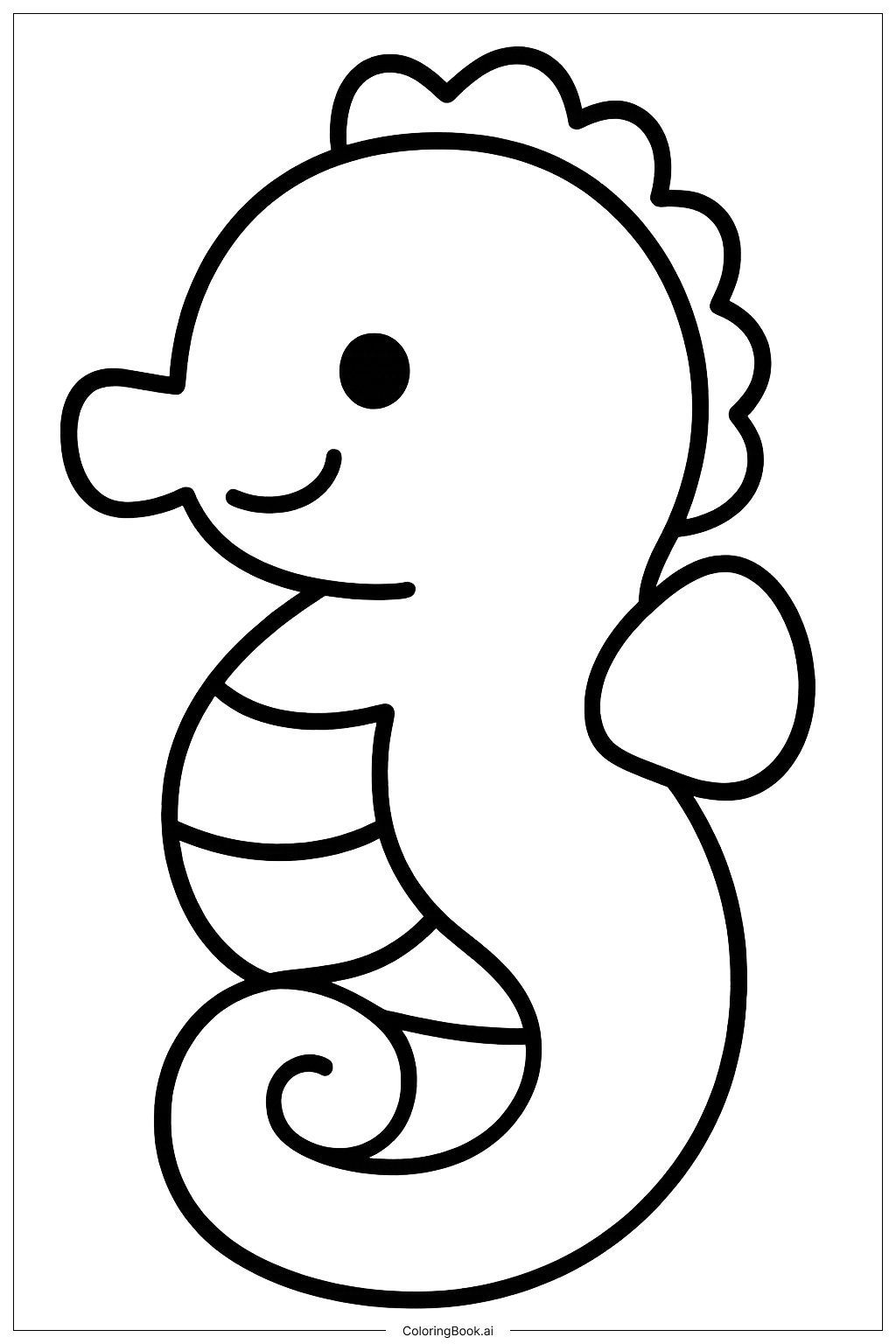 Página para colorear de Un pequeño caballito de mar regordete