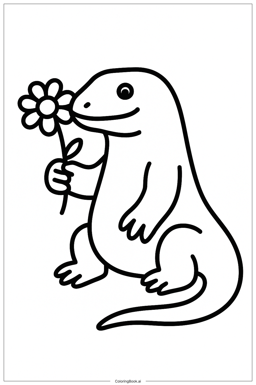  Komodowaran mit einer Blume Ausmalseite 