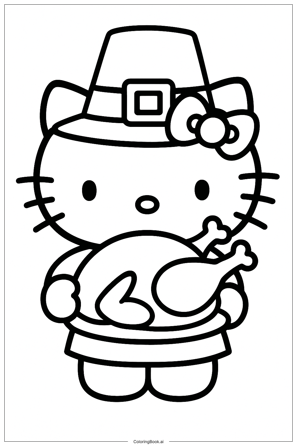 Hello Kitty Thanksgiving Coloring Page
