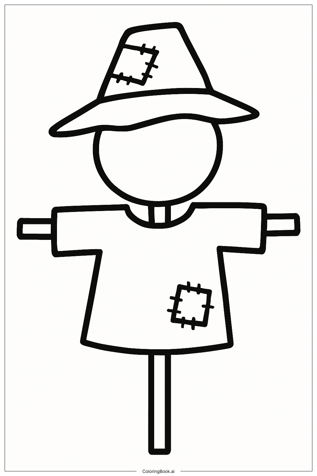  Scarecrow With A Patchwork Hatの塗り絵ページ 
