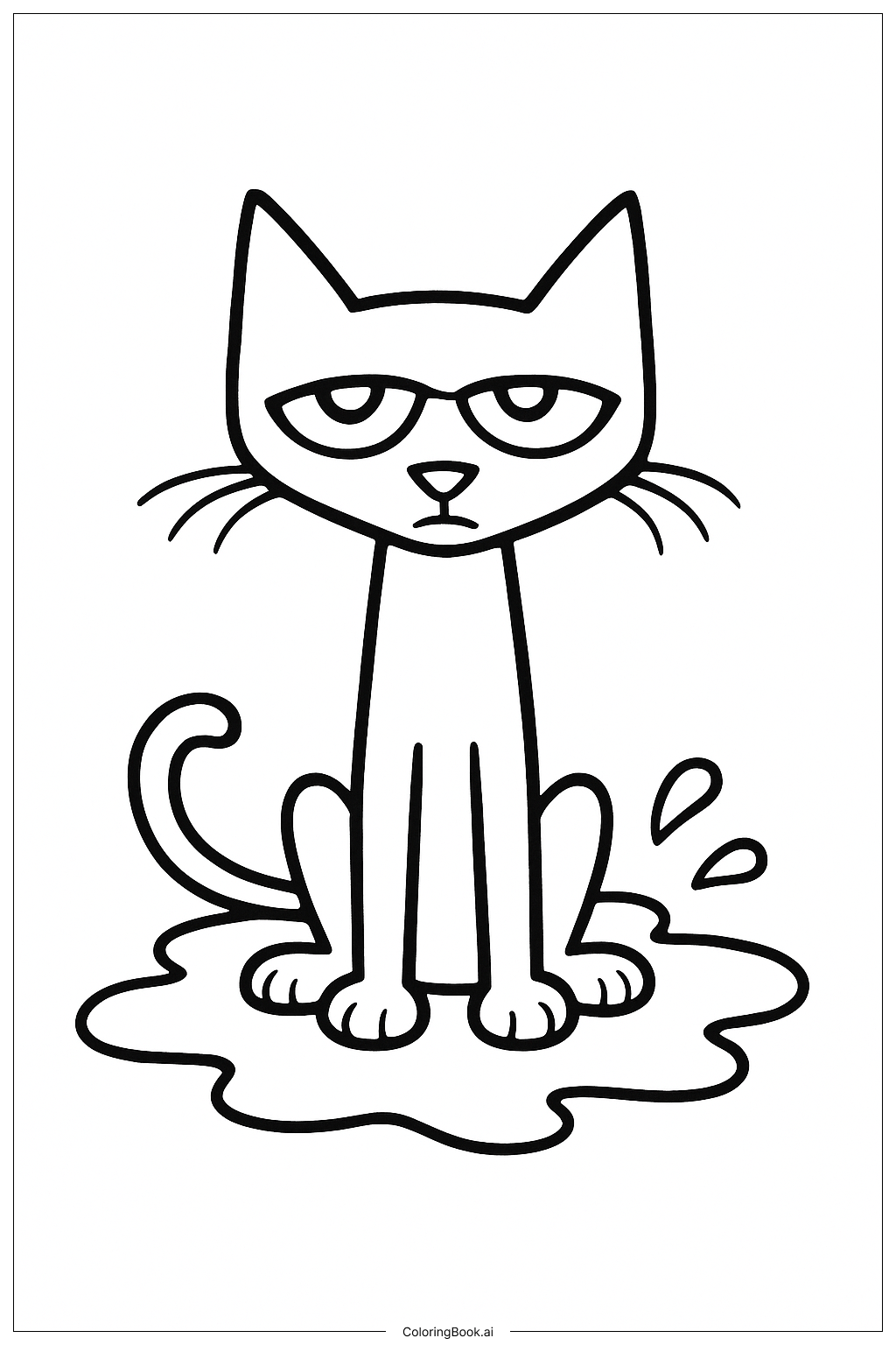  泥坑里的皮特猫填色页 
