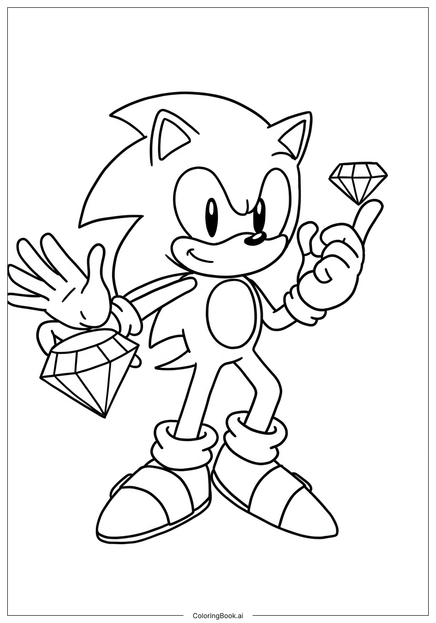  Sonic Protecting Chaos Emeralds Coloring Page 