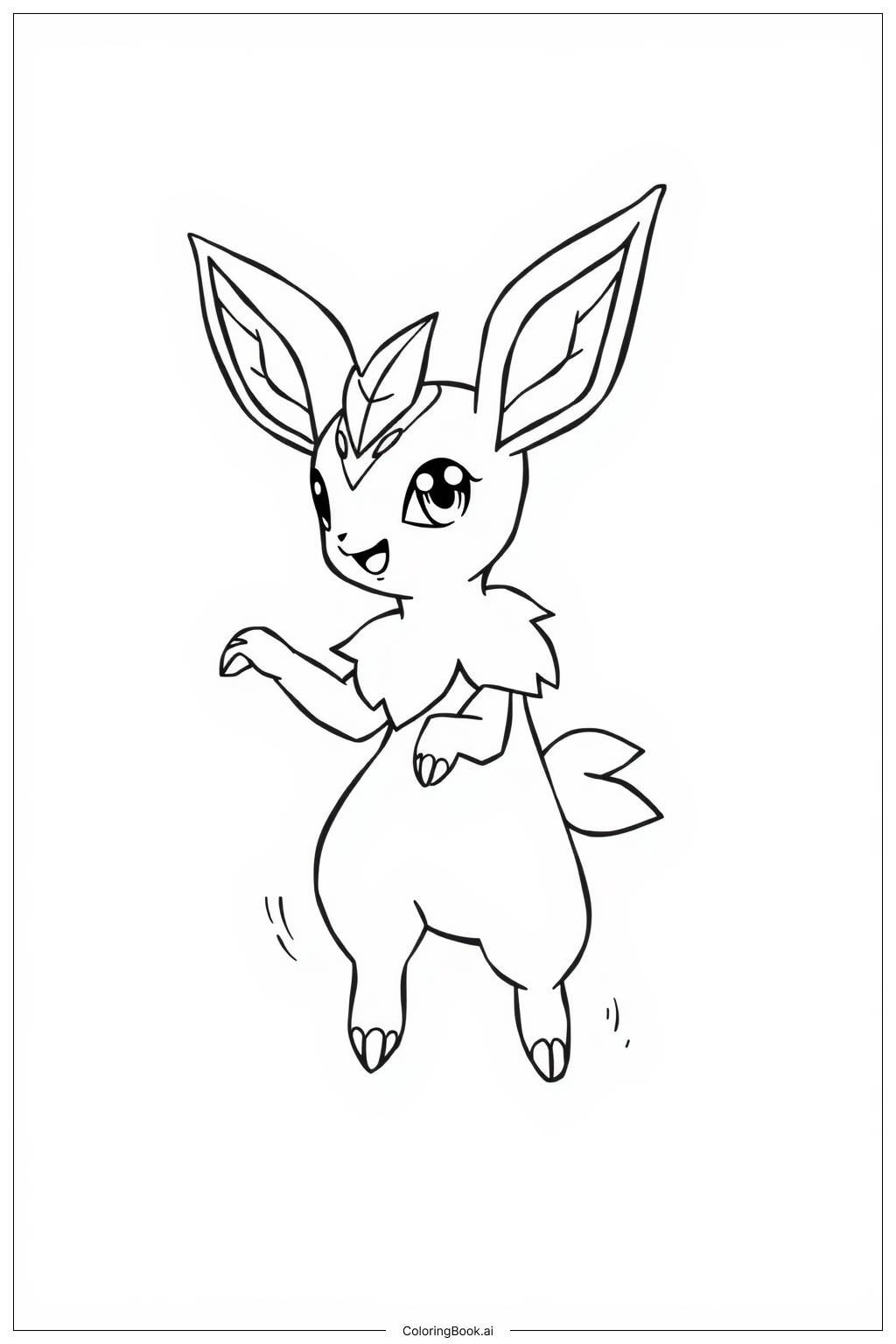  Página para colorear de Personaje Leafeon Bailarín 