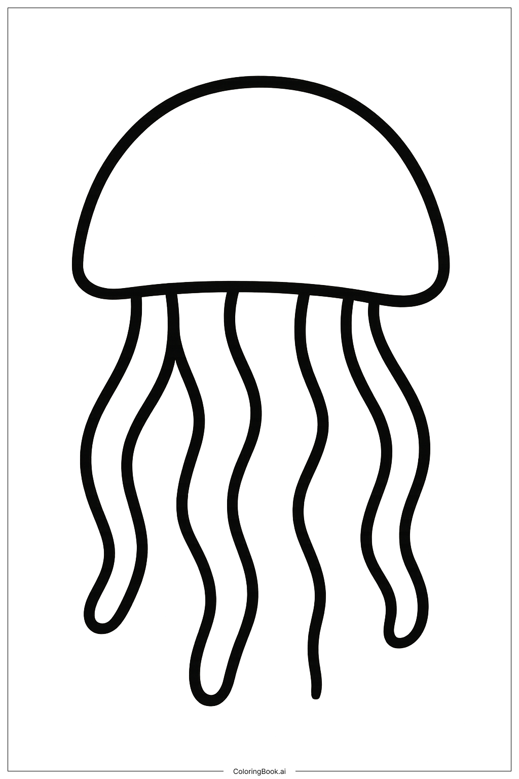  海洋中的一只水母填色页 