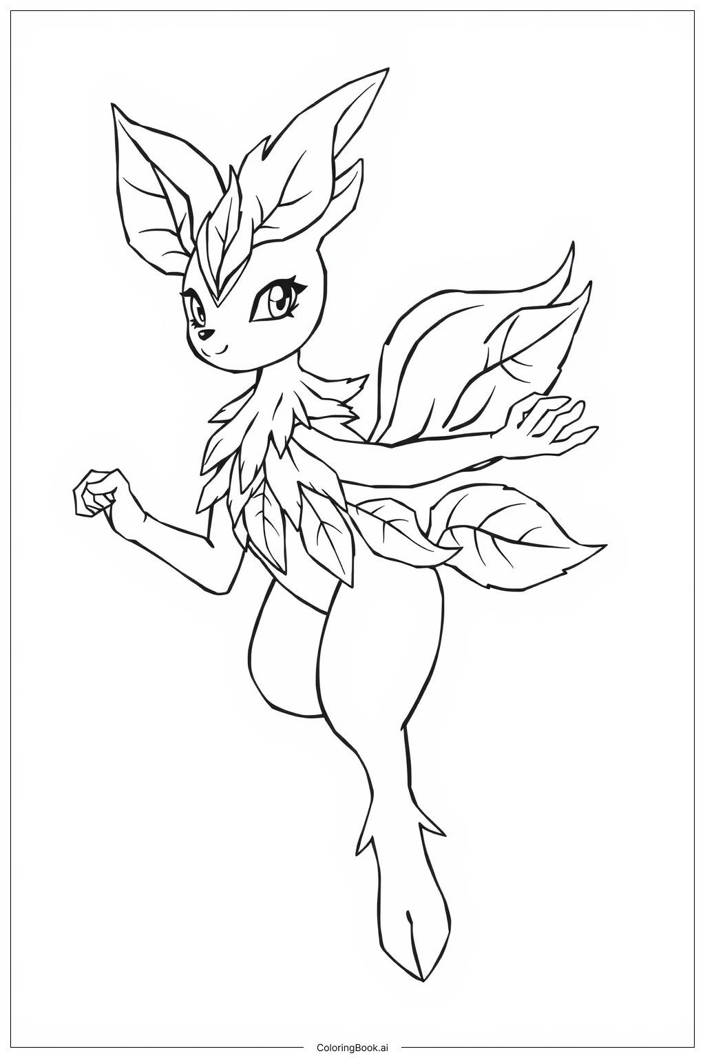  Página para colorear de Personaje Leafeon Bailarín-2 