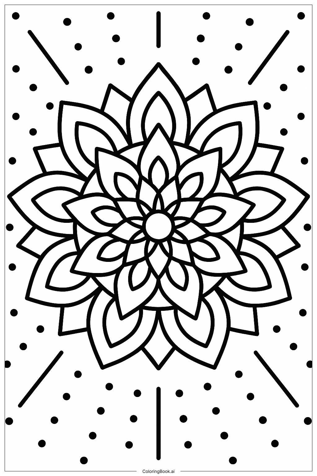  Komplexes geometrisches Mandala-Muster Ausmalseite 