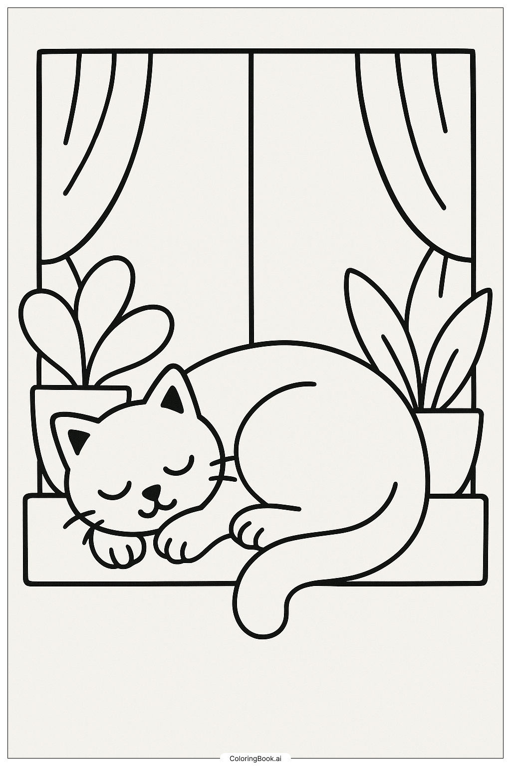 Bobbie Goods 猫咪窗台小憩填色页