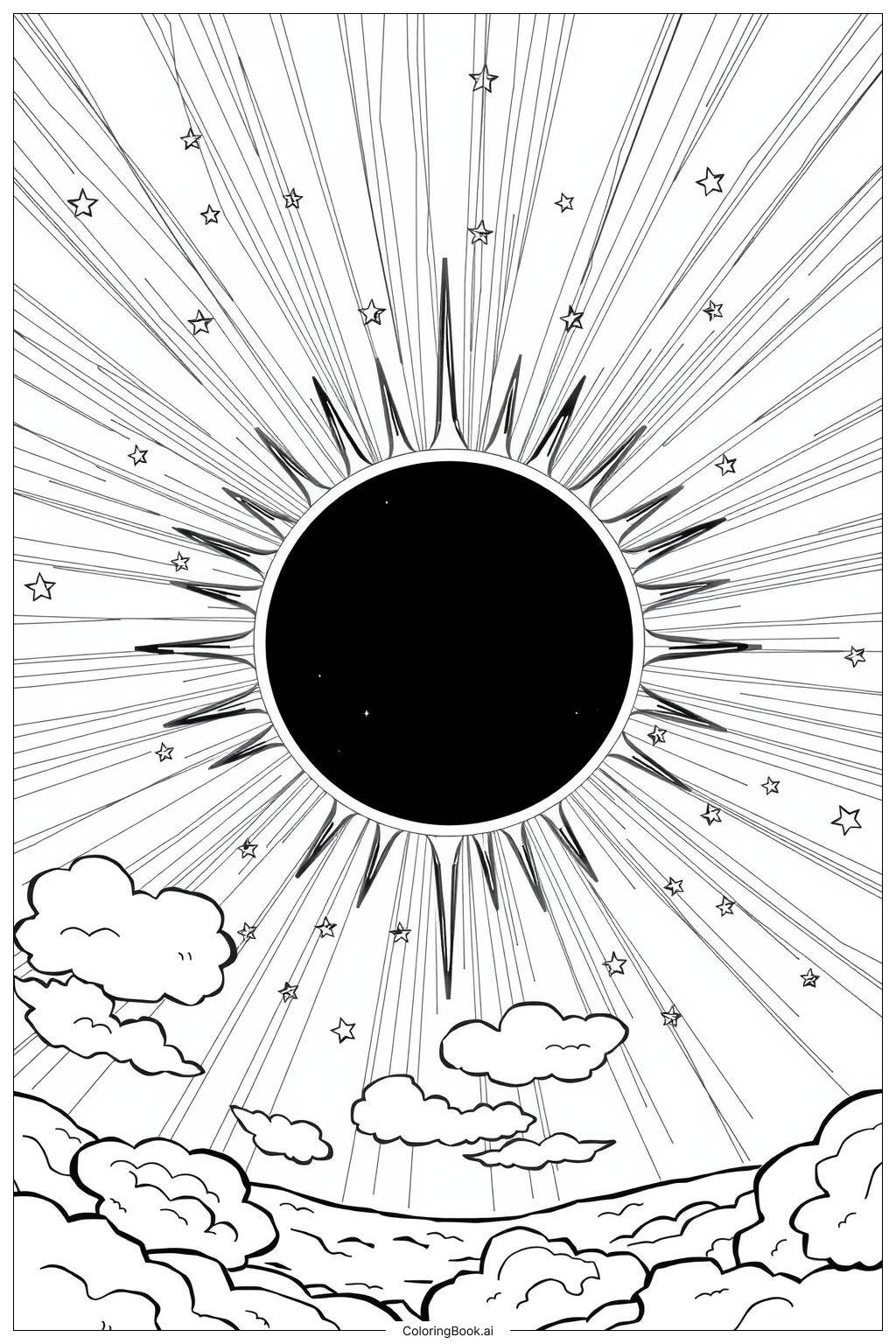  Página para colorear de Eclipse Solar con un Brillante Halo-2 