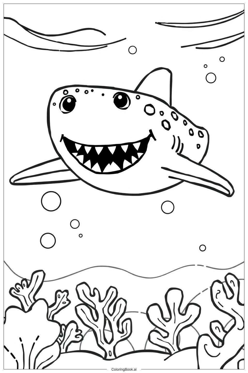  Page de coloriage Requin-baleine glissant à travers les récifs coralliens 