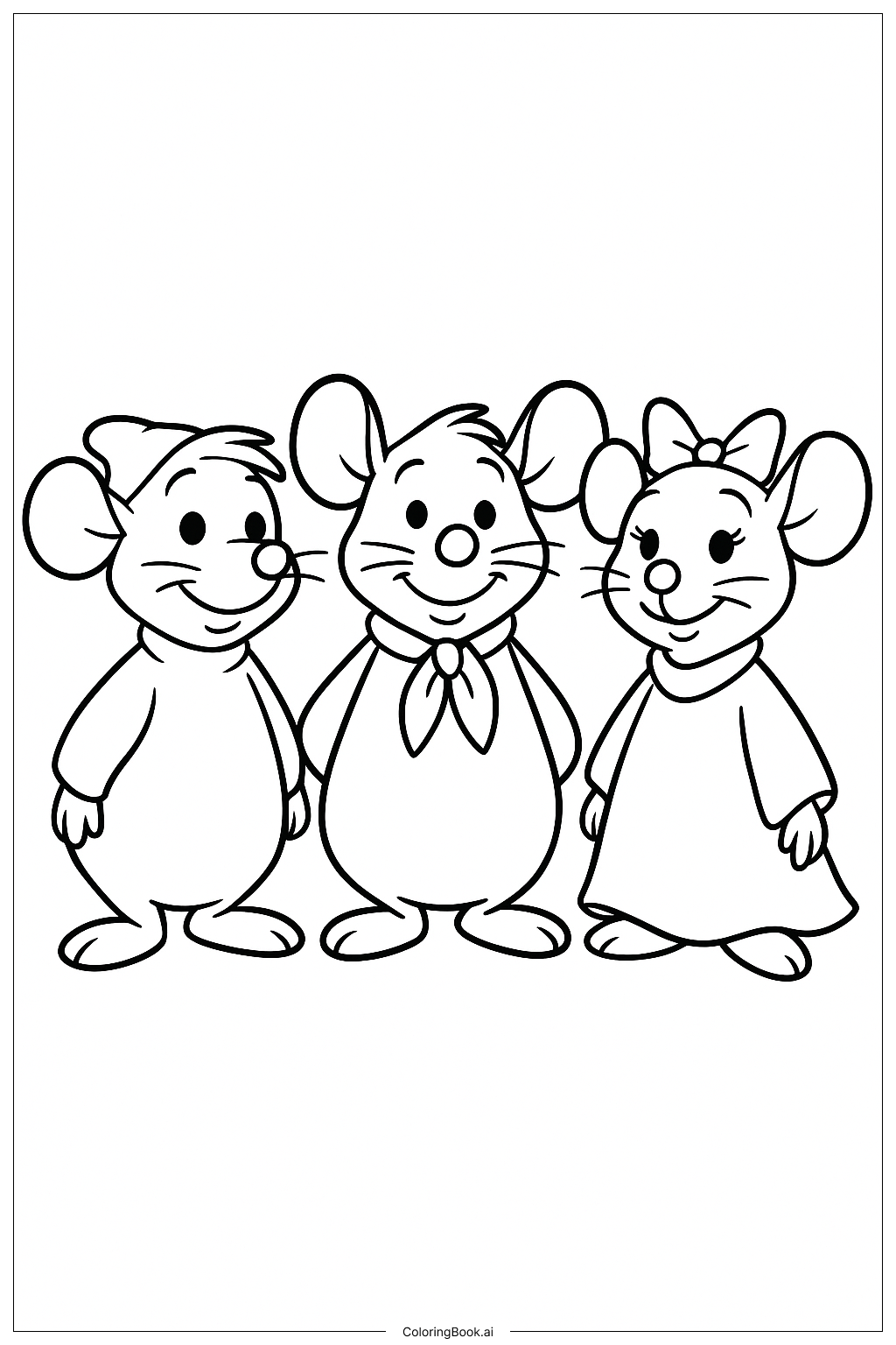  Página para colorear de Los Amigos Ratones de Cenicienta 