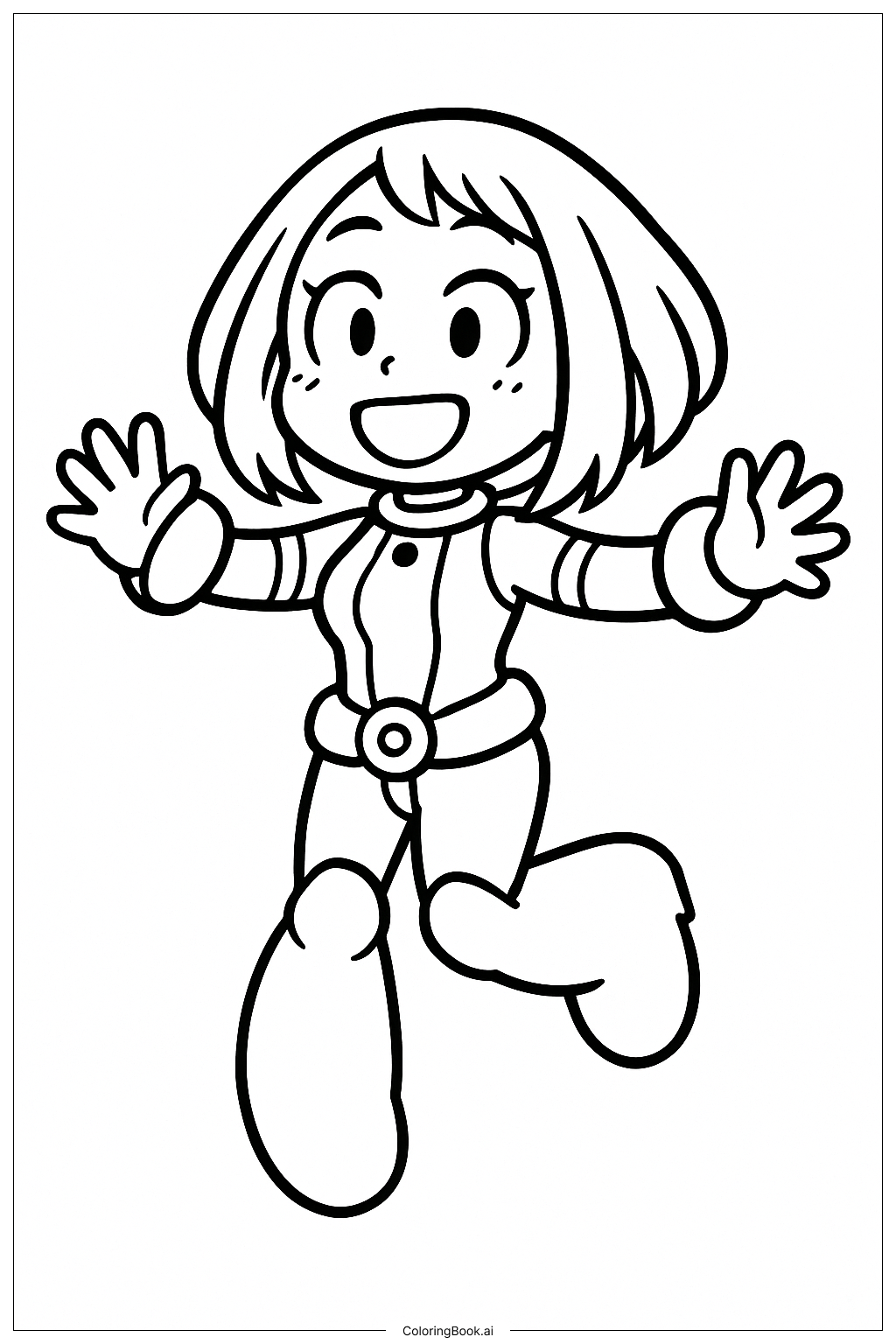  Trang tô màu My Hero Academia Uraraka Bay Lơ Lửng Vui Vẻ 