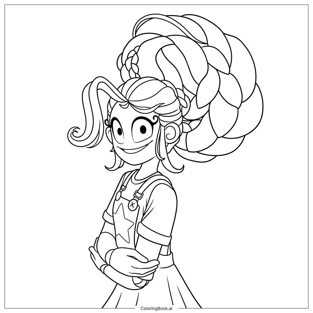 Lily Love Braids 自信微笑,双臂交叉填色页