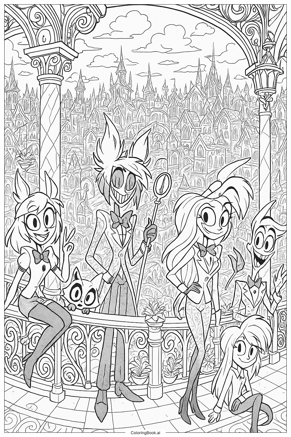 해즈빈 호텔 발코니에서 바라본 파노라마 뷰 색칠공부 페이지