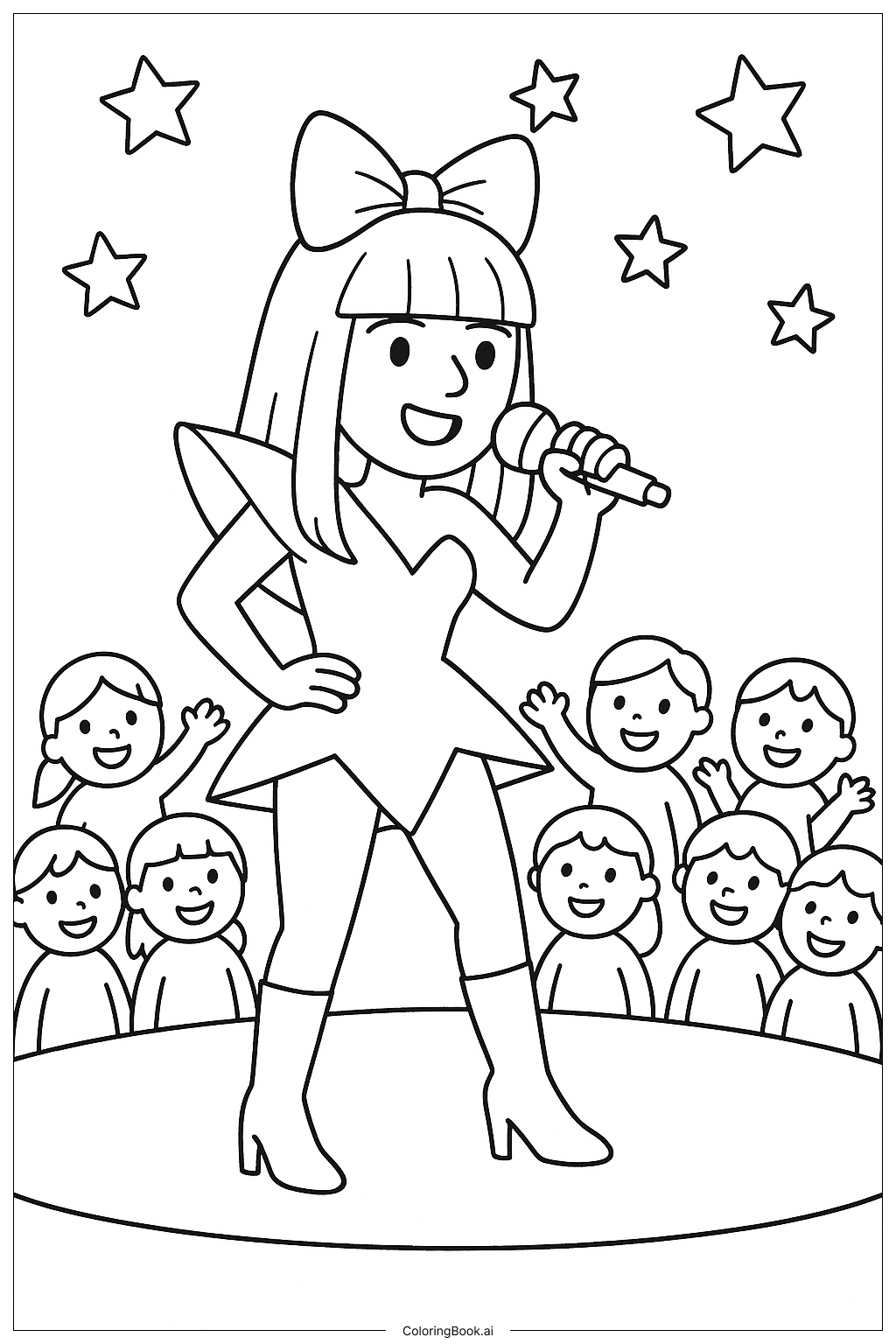  Lady Gaga Performing For Little Monsters Coloring Page 