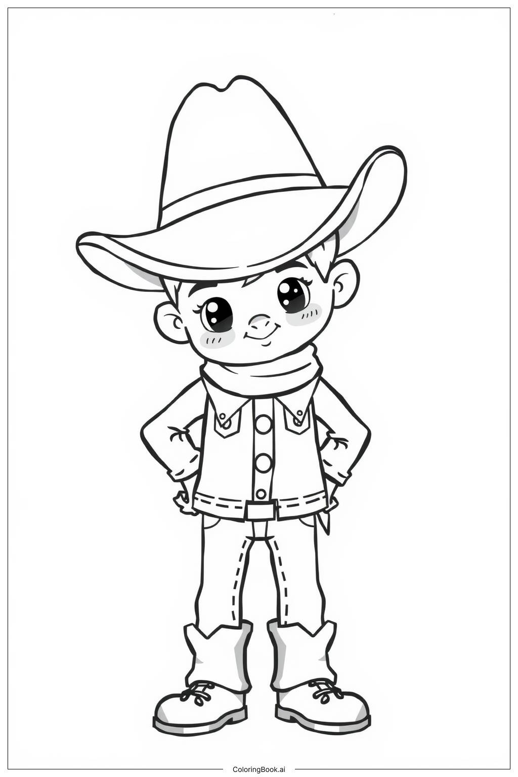  Cowboy wearing a classic cowboy hat Coloring Page 