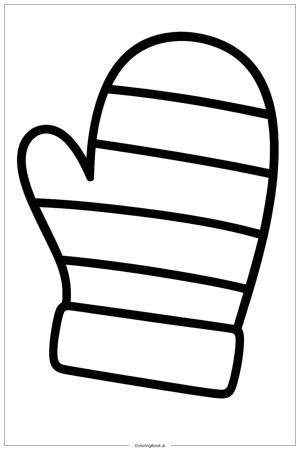 Purple Striped Mitten Coloring Page