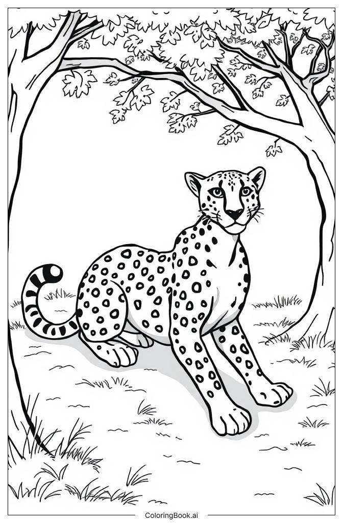  Resting Cheetah Coloring Page 