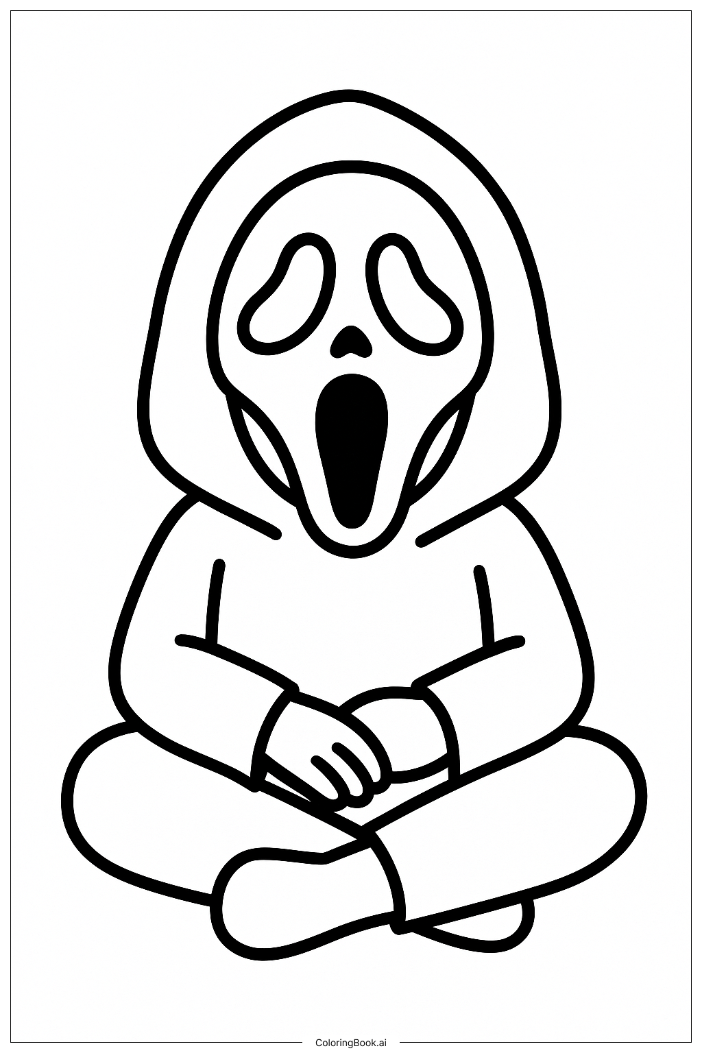  Página para colorear de Ghostface Sentado con las Piernas Cruzadas 