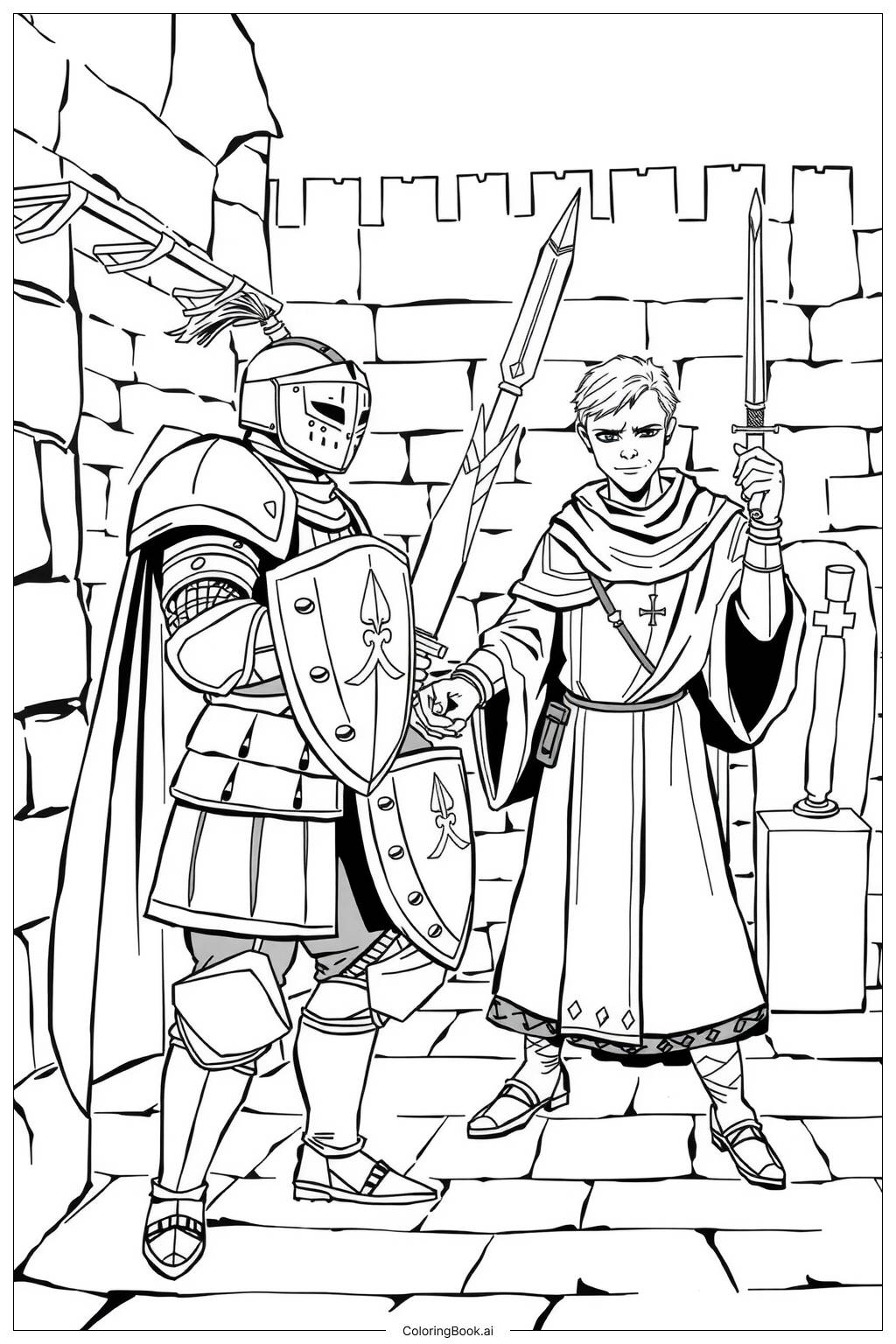  Page de coloriage Entraînement de Chevalier pour le Grand Tournoi-2 