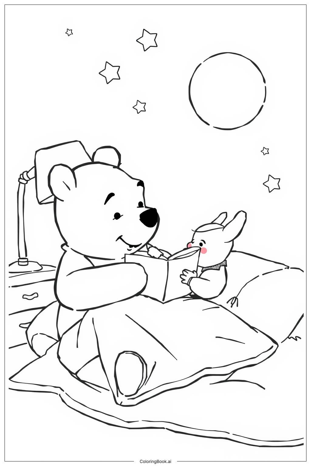  Página para colorear de la historia para dormir de winnie the pooh 