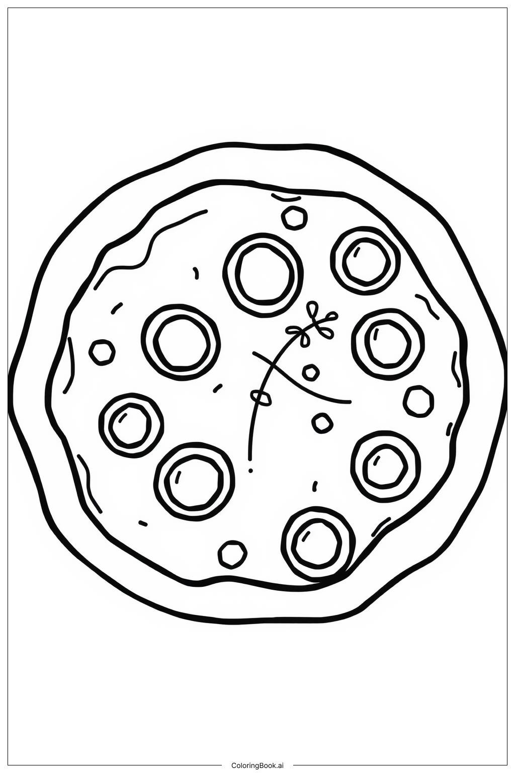  Whole Pizza with Pepperoni Coloring Page 