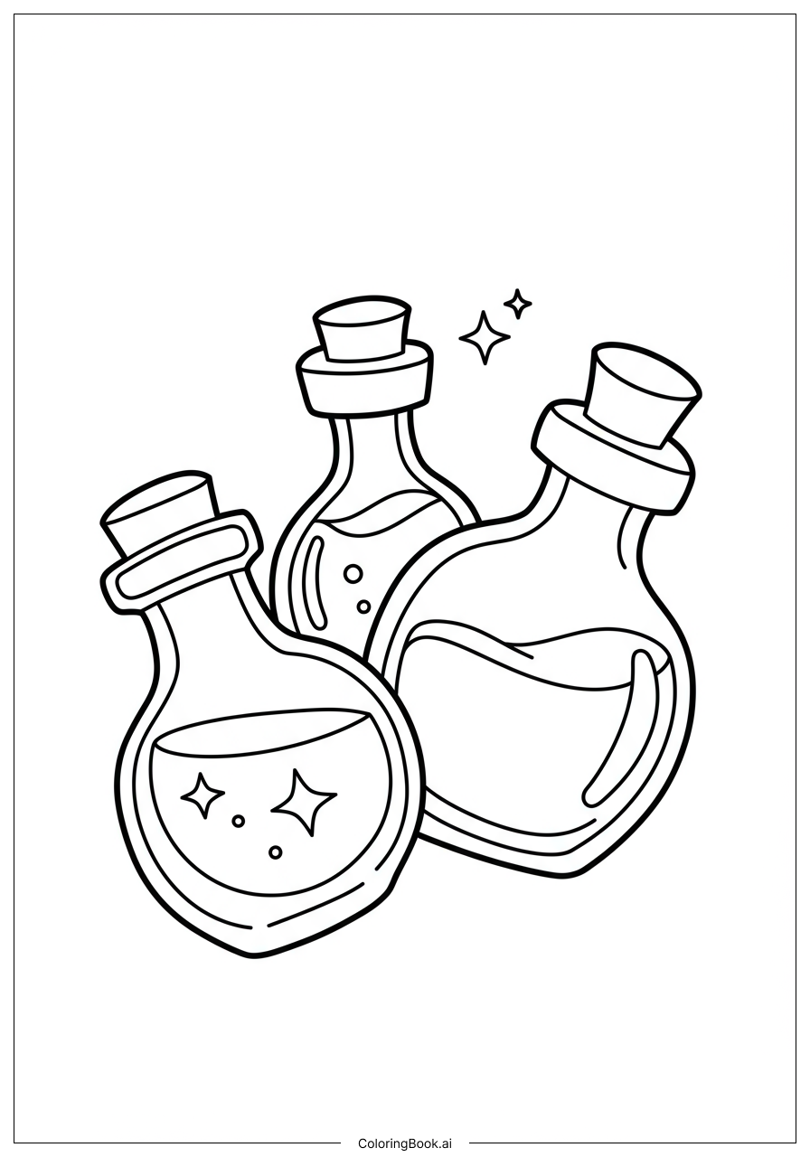  魔法药水瓶填色页 
