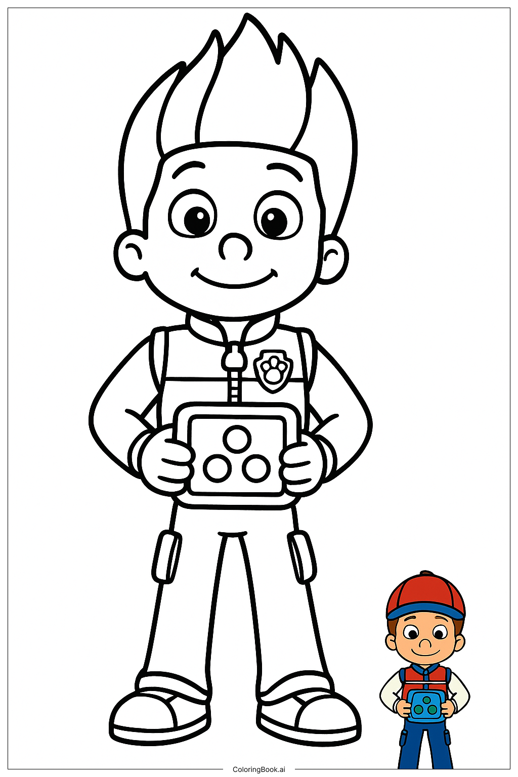  Página para colorir de Ryder Patrulha Canina Com Tablet 