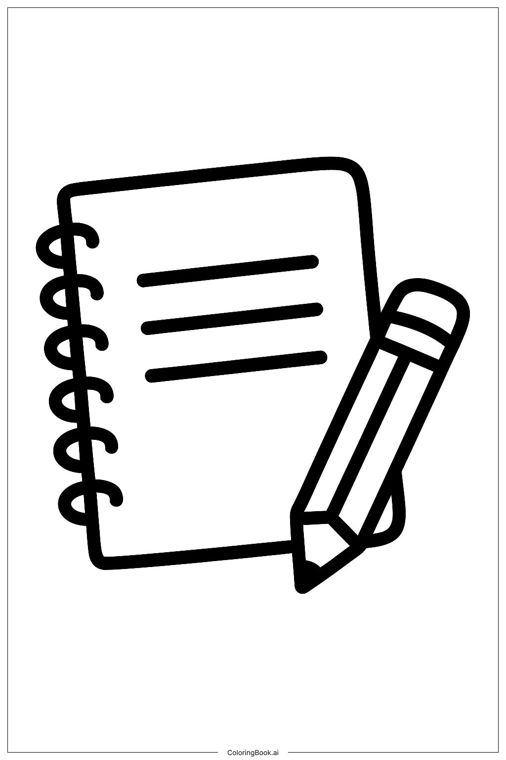  Page de coloriage Cahier et crayon pour la rentrée 