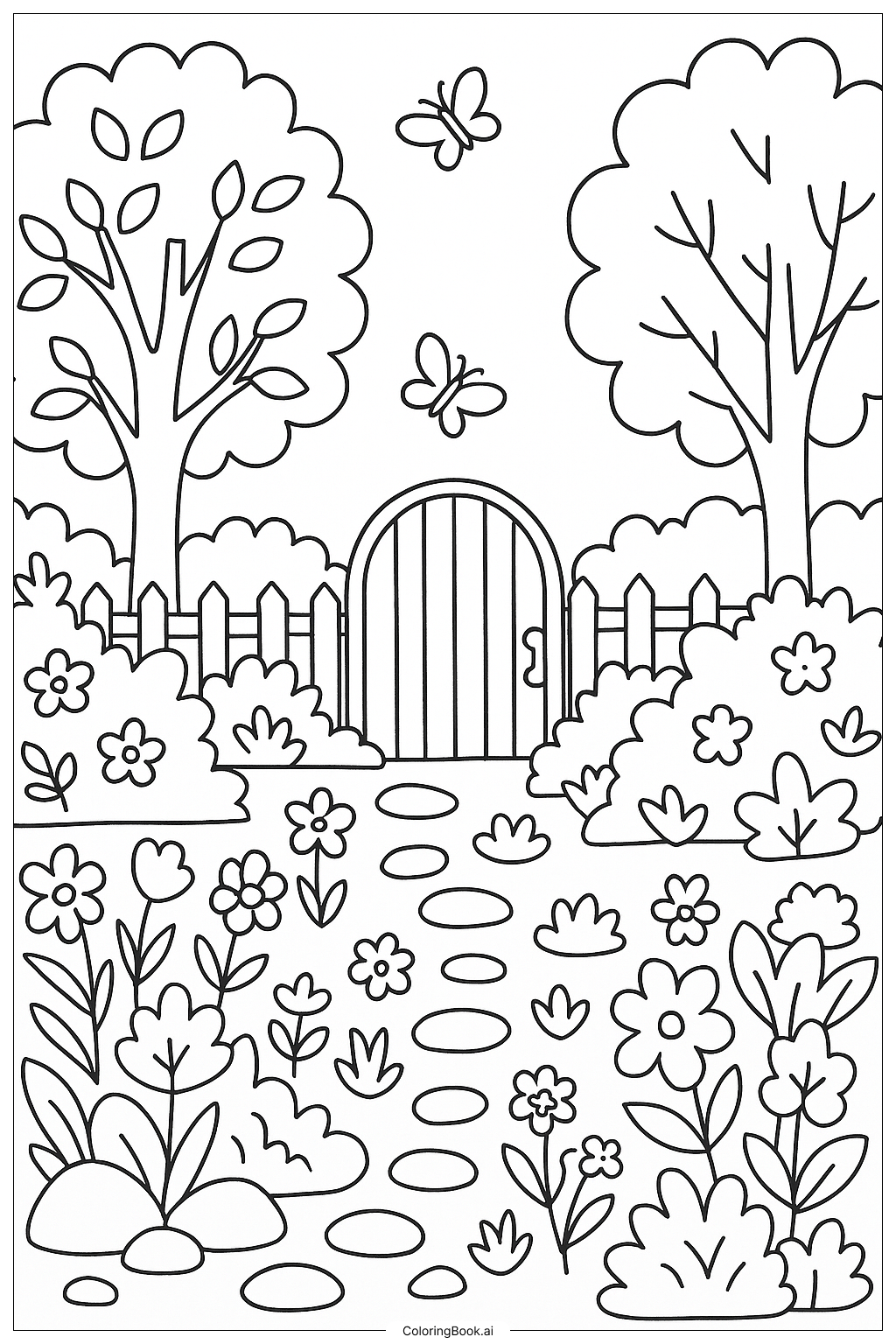  Página para colorir de Um Jardim Secreto Selvagem e Exuberante 