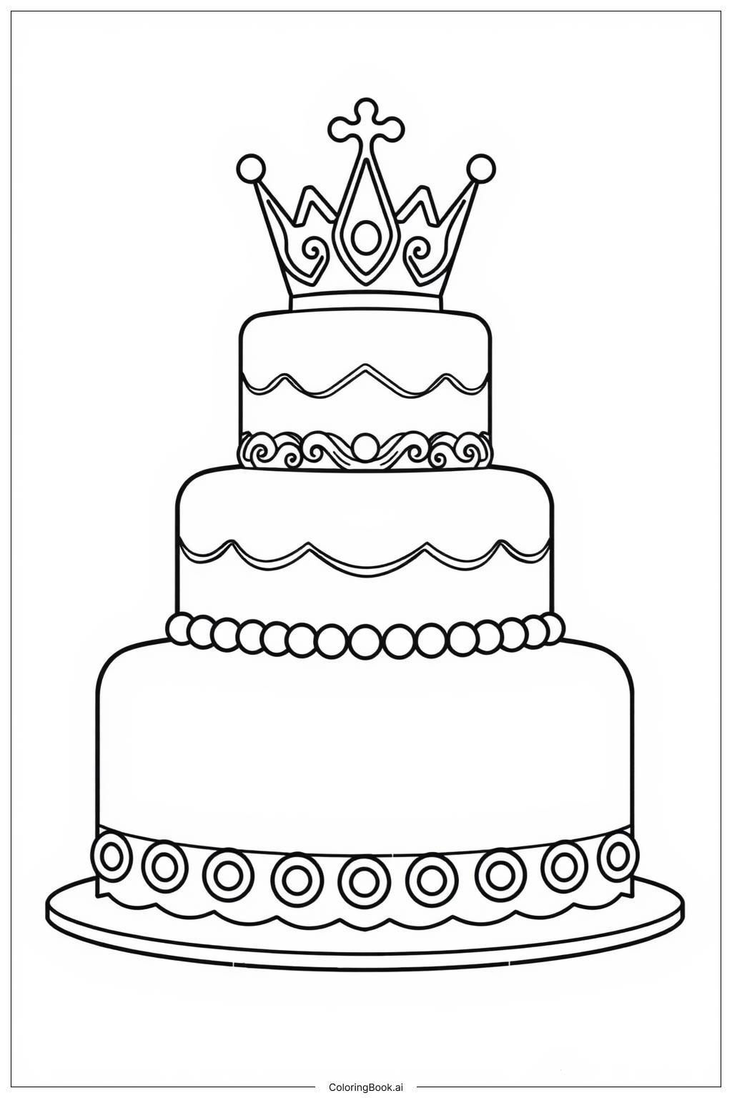  Royal Wedding Cake Design Coloring Page 