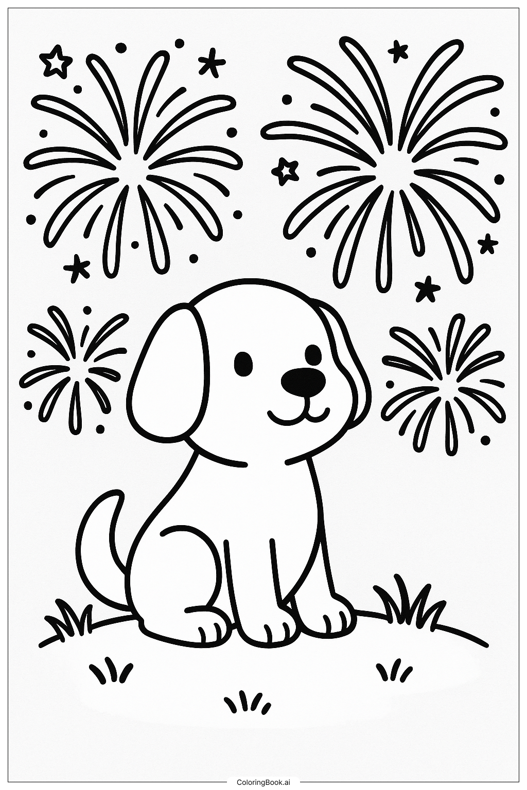 A Dog And A Firework Coloring Page