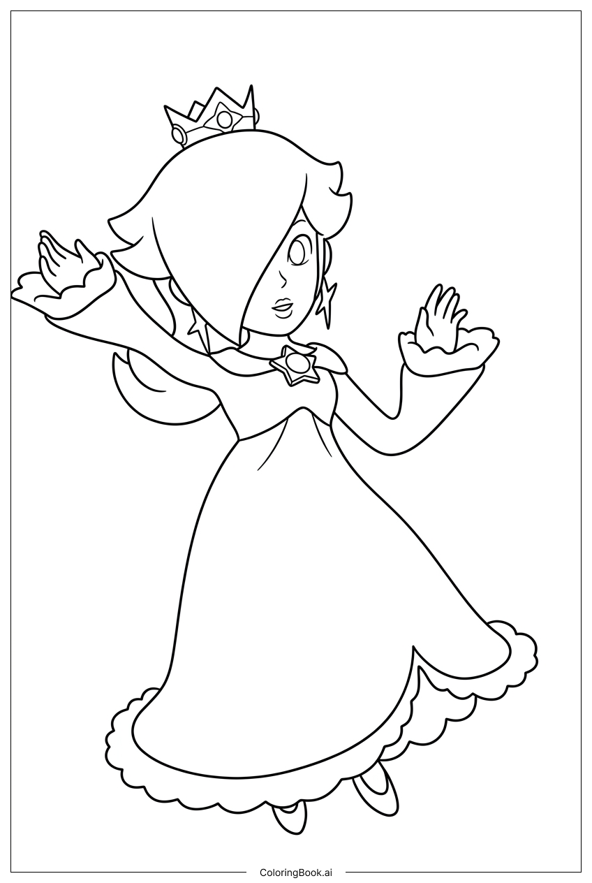  ひらひら星のドレスで回るロゼリーナの塗り絵ページ 