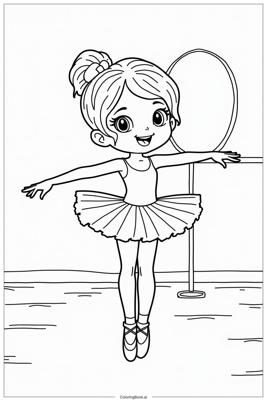  Realistic Ballerina Stretching Before a Performance Coloring Page 