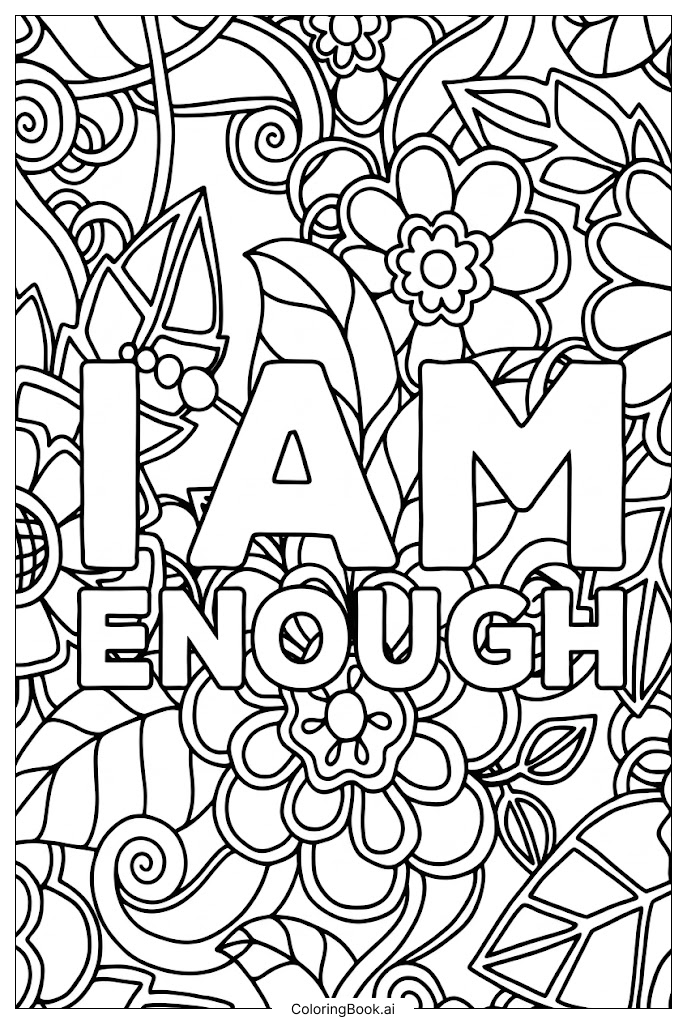  Página para colorear de Inspirador Jardín Floreciente con Soy Suficiente 