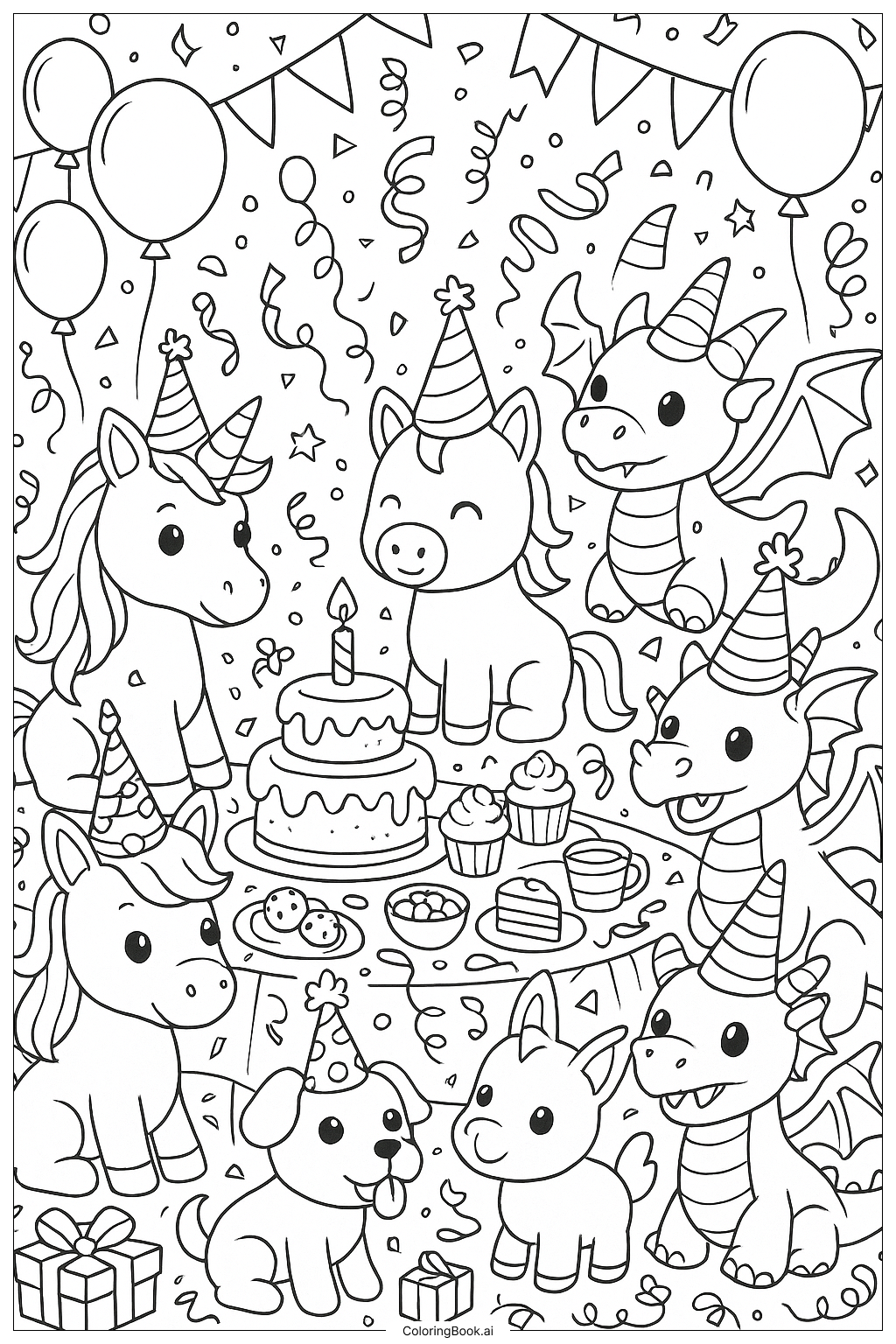  Adopt Me 애완동물 생일 파티 축하 행사 색칠공부 페이지 