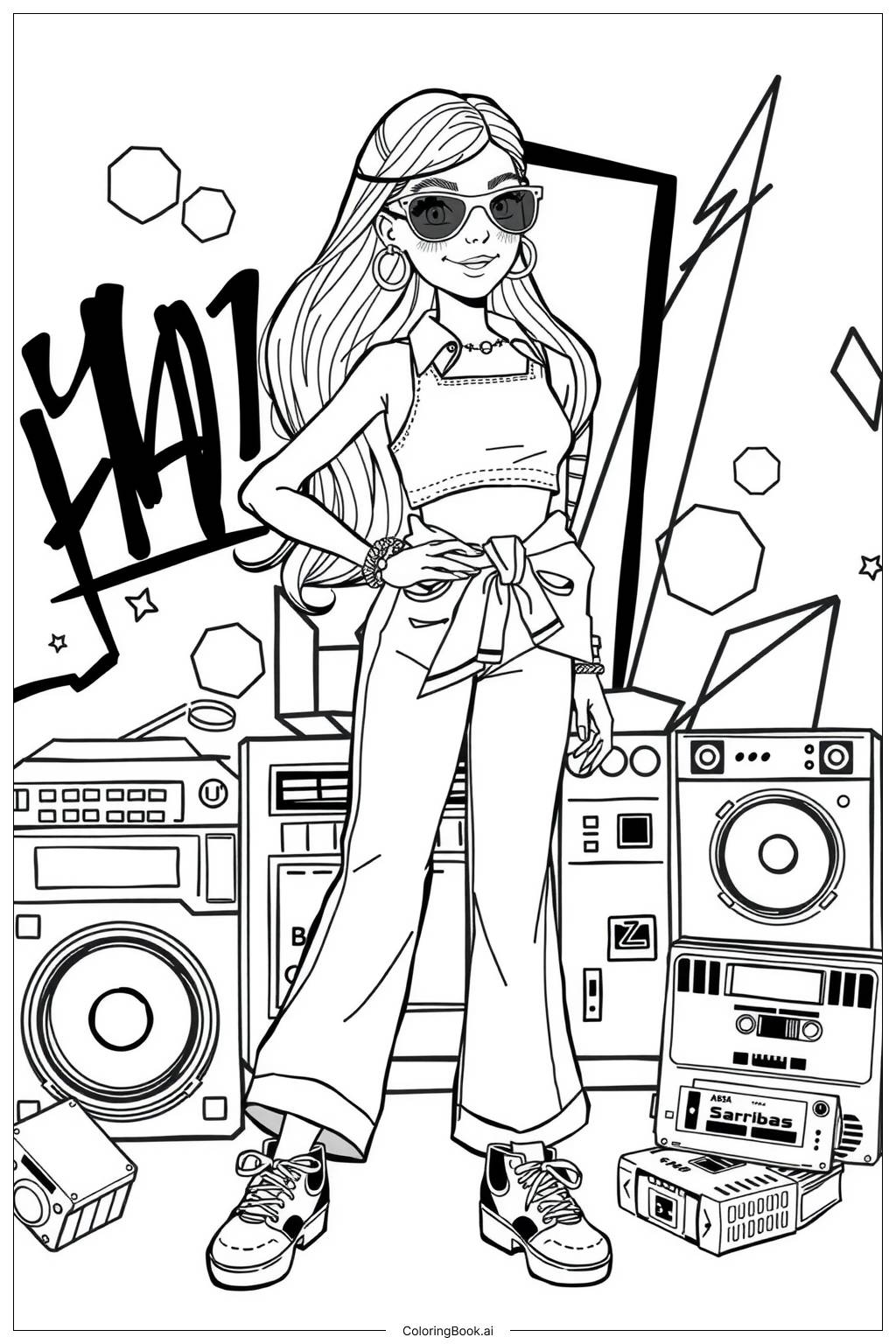  barbie as a retro 90s fashion icon-2 Coloring Page 