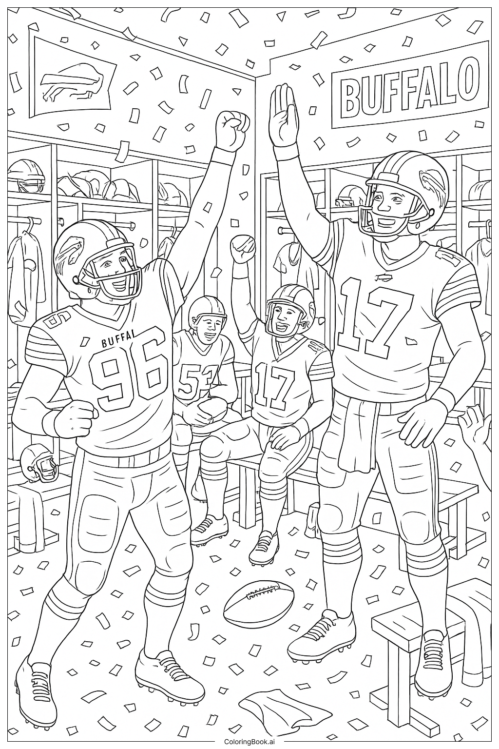  Trang tô màu Bữa tiệc trong phòng thay đồ của Buffalo Bills 