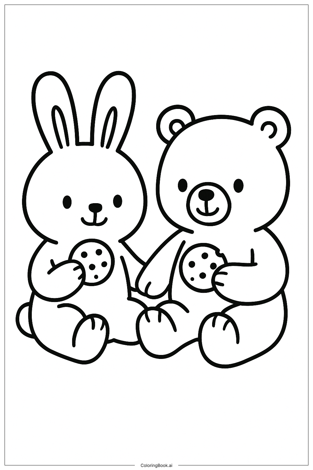 Cozy Friends Sharing Cookies Coloring Page