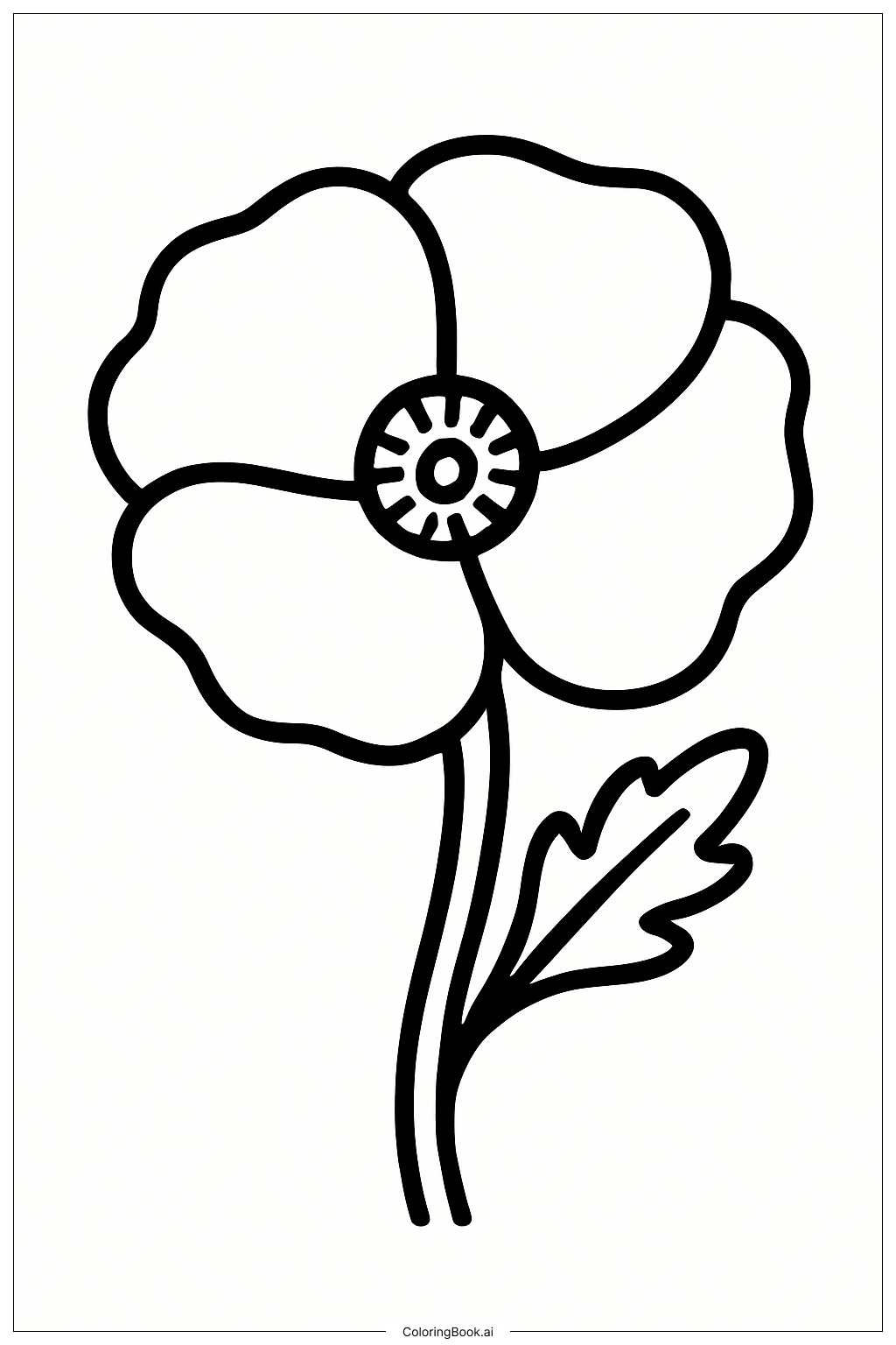  Trang tô màu Hoa Anh Túc viền đậm 