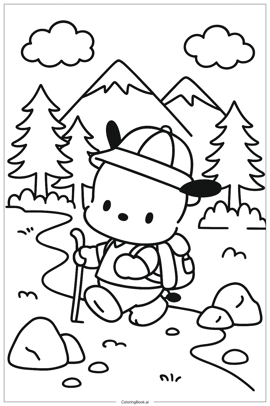 Pochacco 探險山徑著色頁