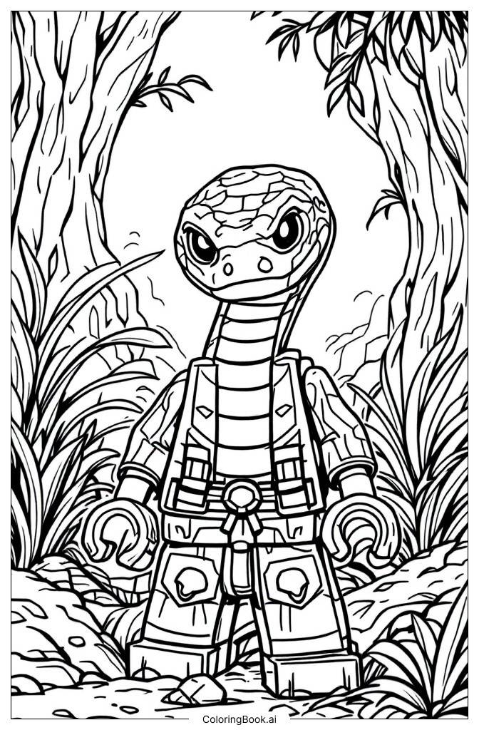  Page de coloriage Lego Serpent Gardant un Trésor 