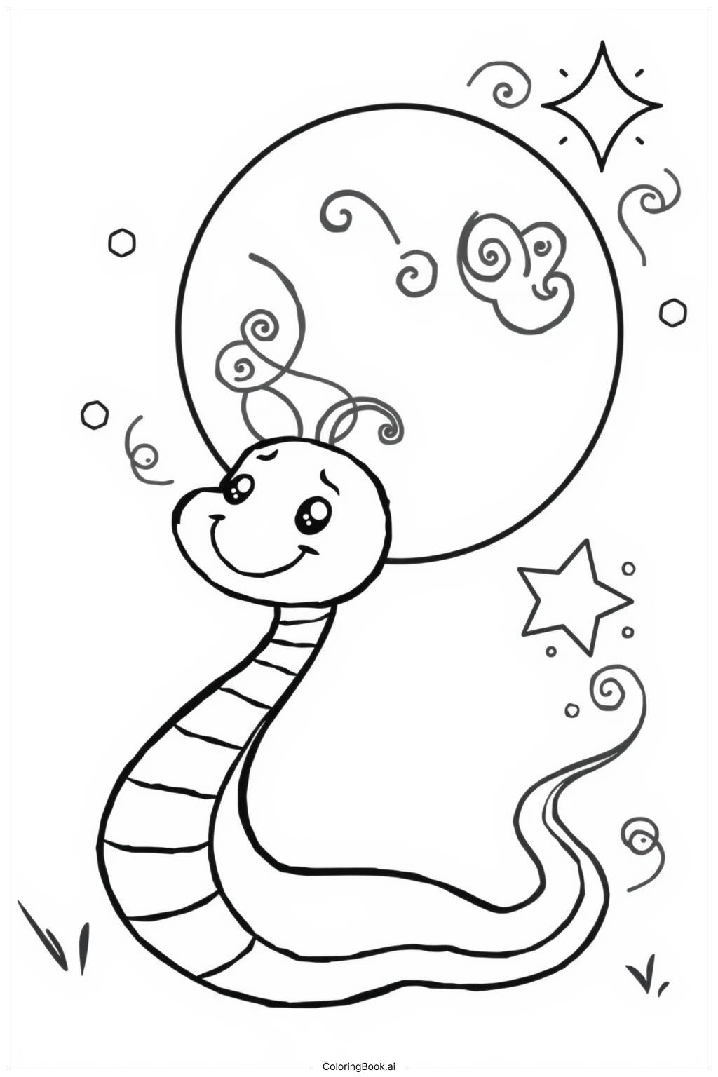  Page de coloriage Danse des Serpents au Clair de Lune 