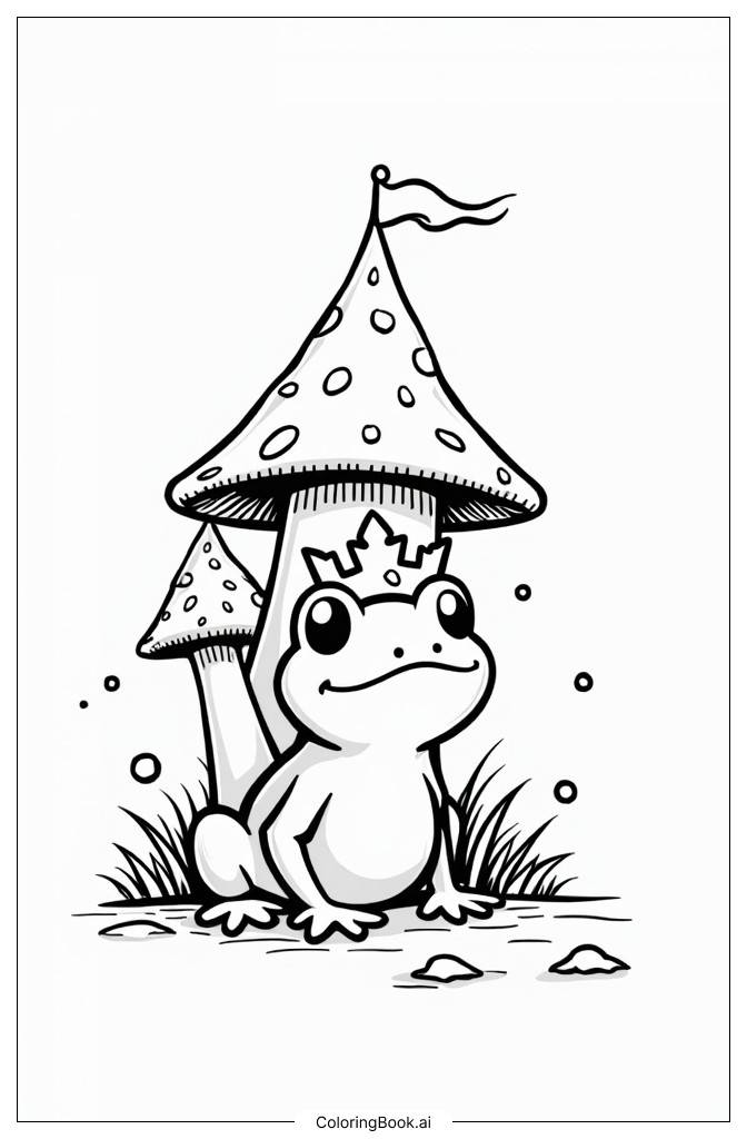  Page de coloriage Le Château de Champignons du Prince Grenouille 