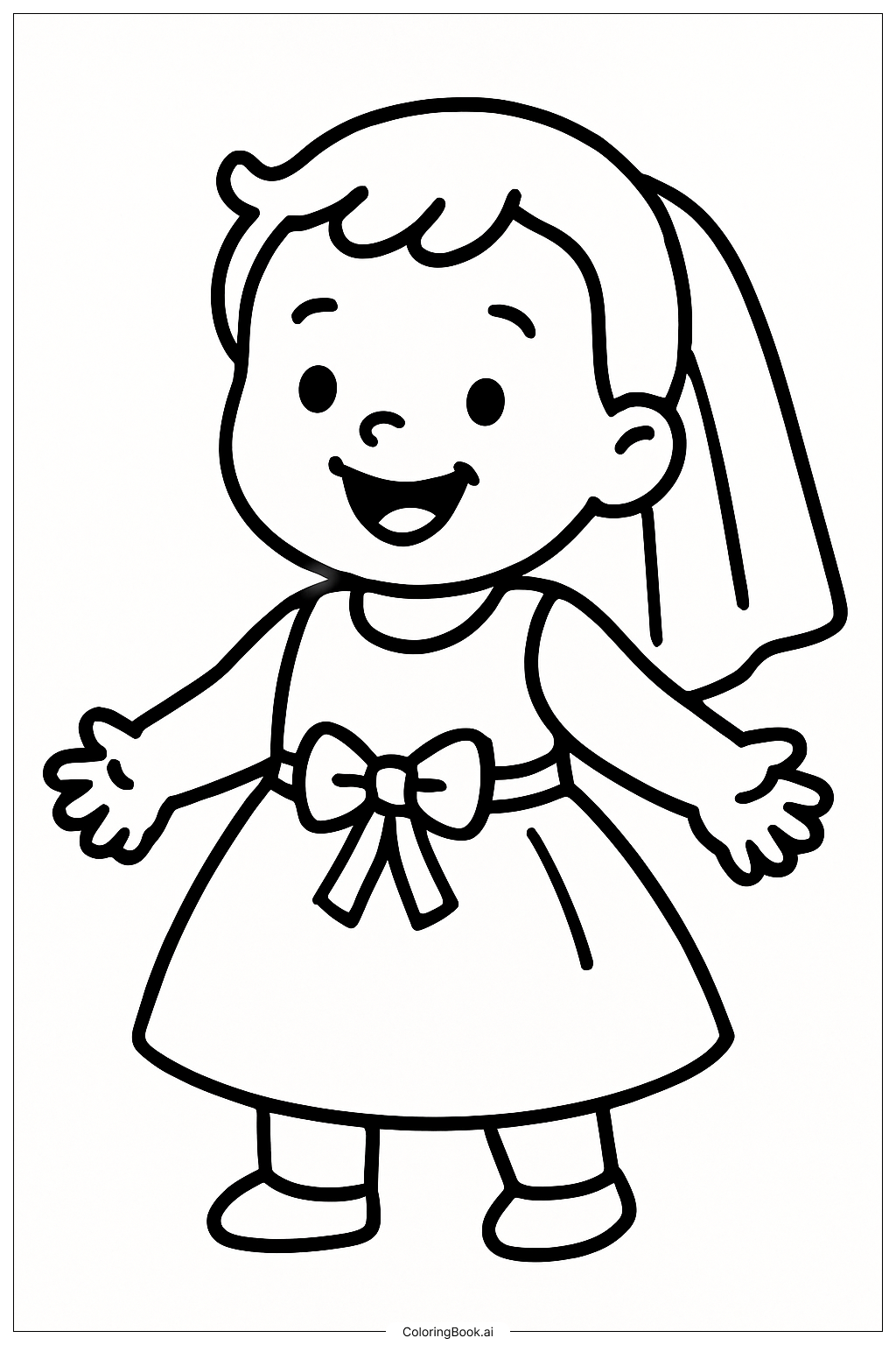  Page de coloriage Tout-petit à un mariage heureux 